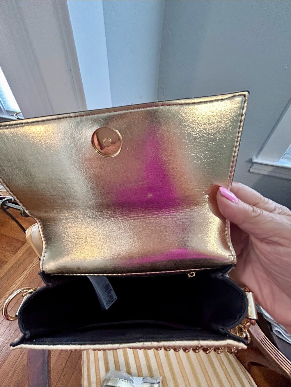 Aldo Gold Rhinestone Top-Handle Crossbody Bag/ very rare - Picture 5 of 8